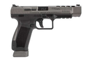 Canik TP9 SFx 9mm pistol features a tungsten grey Cerakote finish